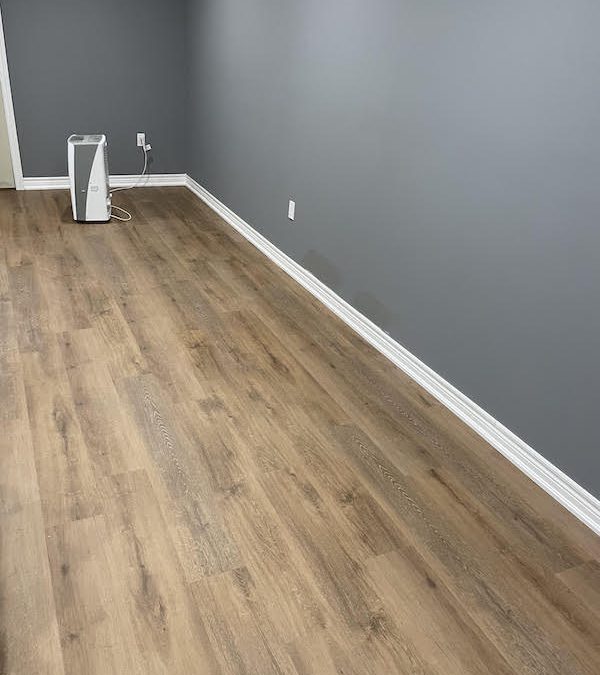 Vinyl flooring and baseboards